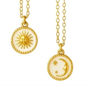 Gold and White Matching Sun and Moon Necklaces